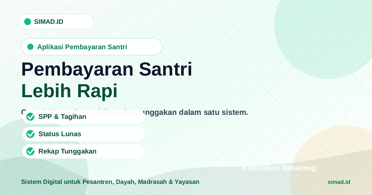 Cover artikel aplikasi pembayaran santri SIMAD.ID