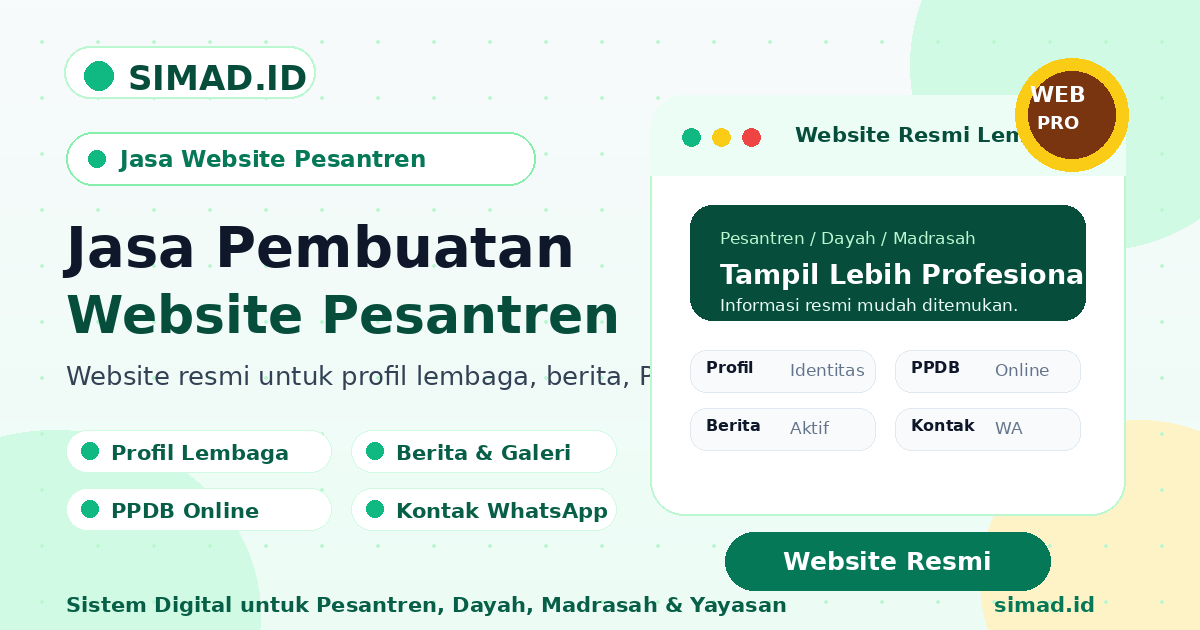 Cover artikel jasa pembuatan website pesantren profesional SIMAD.ID