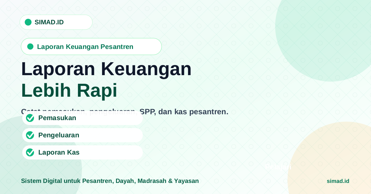 Cover artikel laporan keuangan pesantren rapi SIMAD.ID
